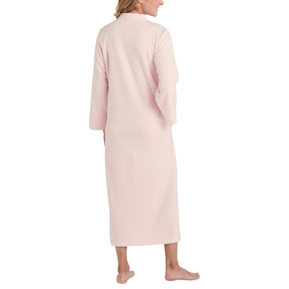 Miss Elaine Women's Zip-Front Long-Sleeve Fleece Robe Peach Size XL 0826 - Picture 2 of 2